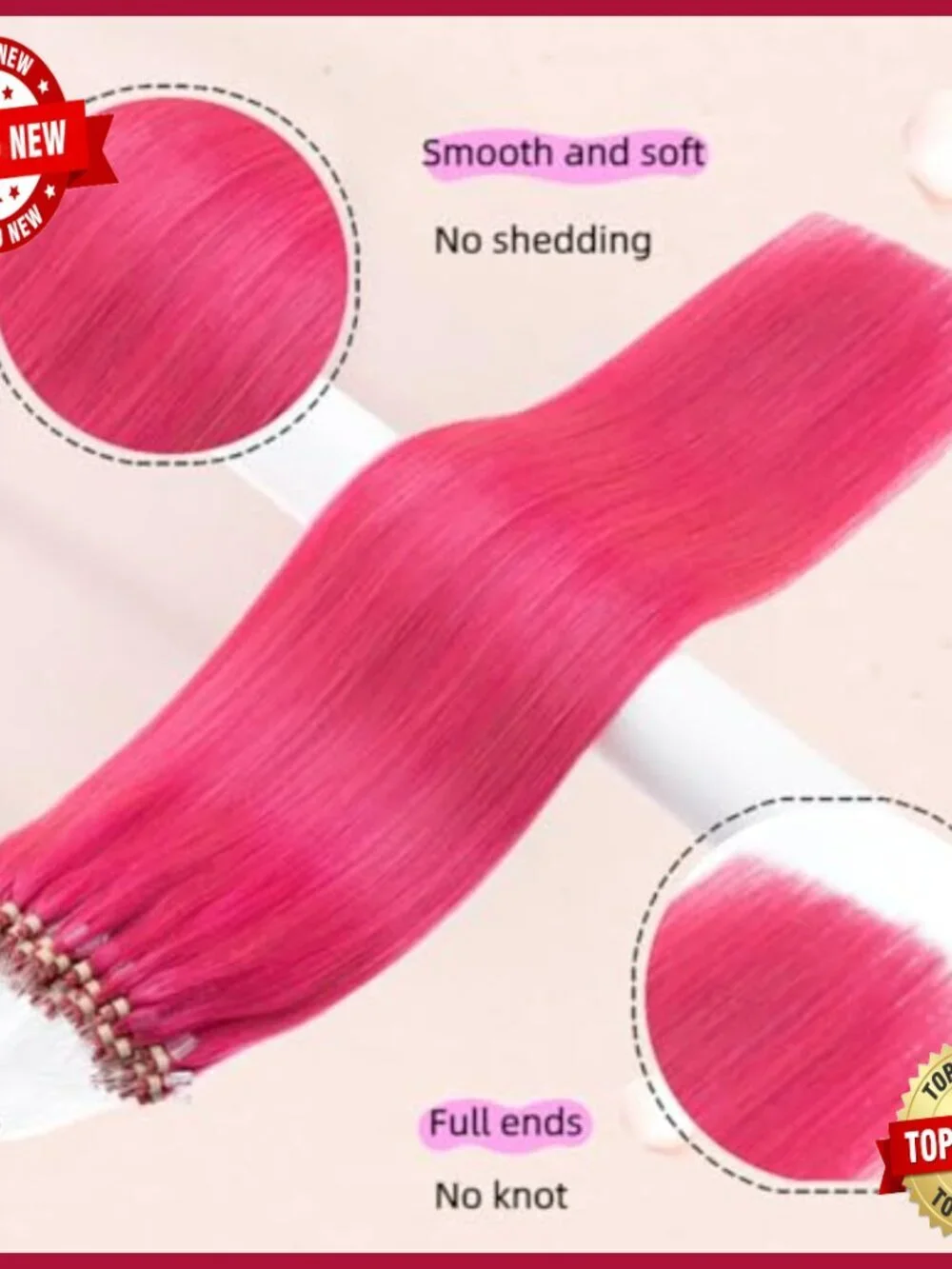 18-Inch Human Hair Micro Bead Extensions, 50g, No Heat Required
